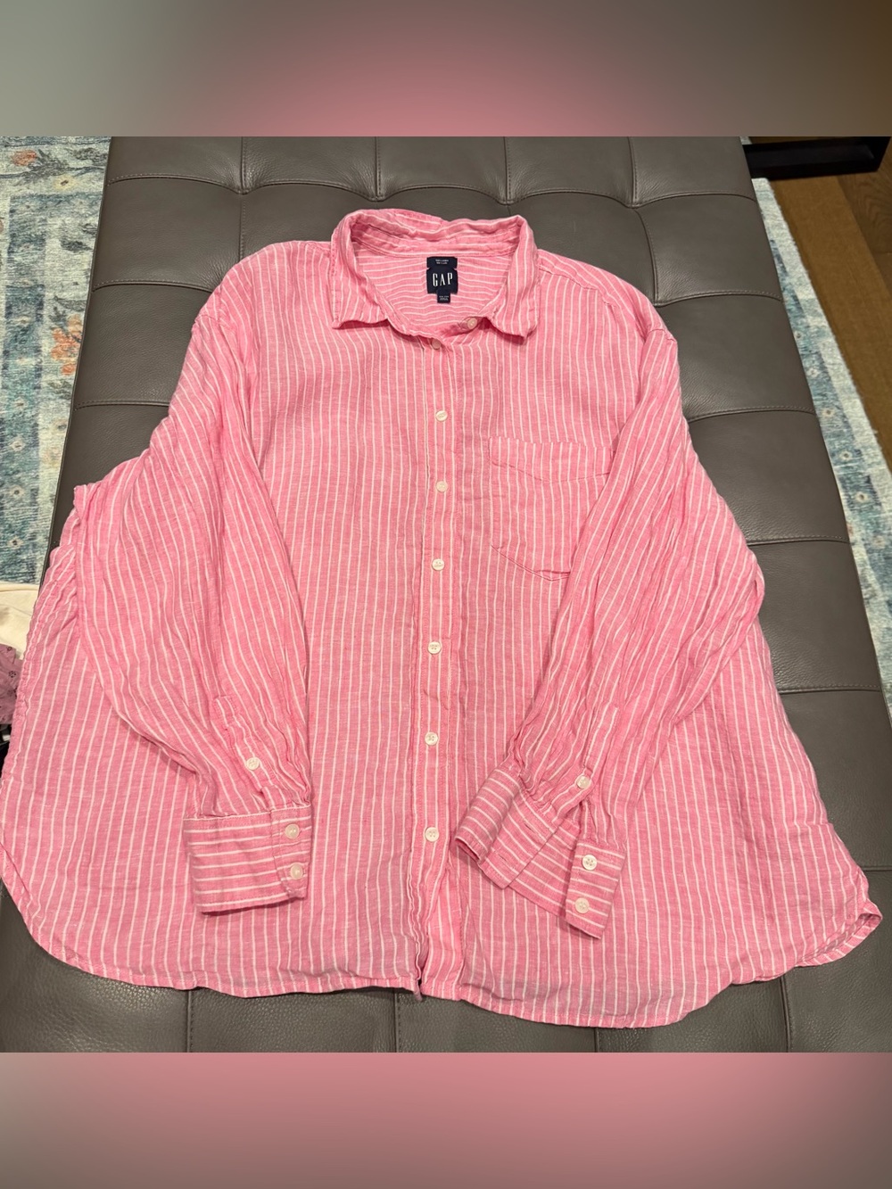 New GAP Women’s Pink Stripe Button-Up Shirt - XXL